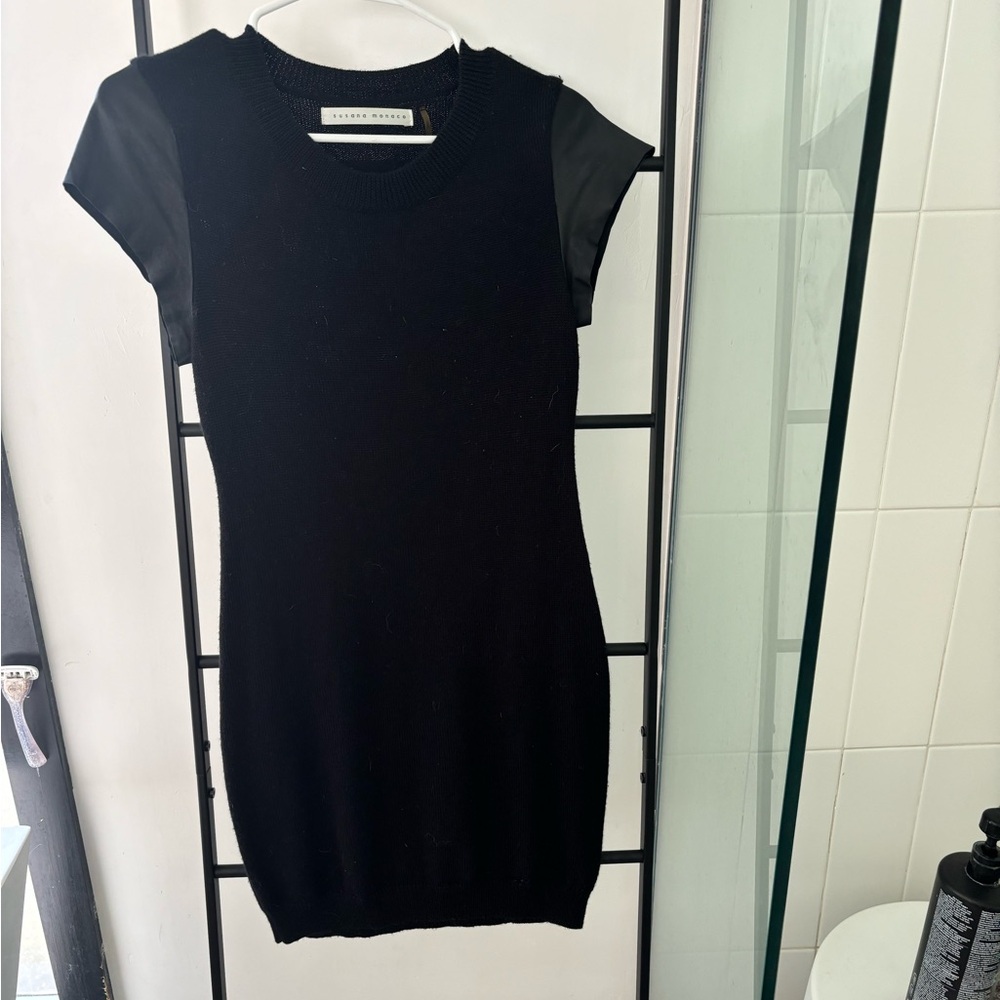 Susana Monaco Merino Wool and Lambskin Leather Dress